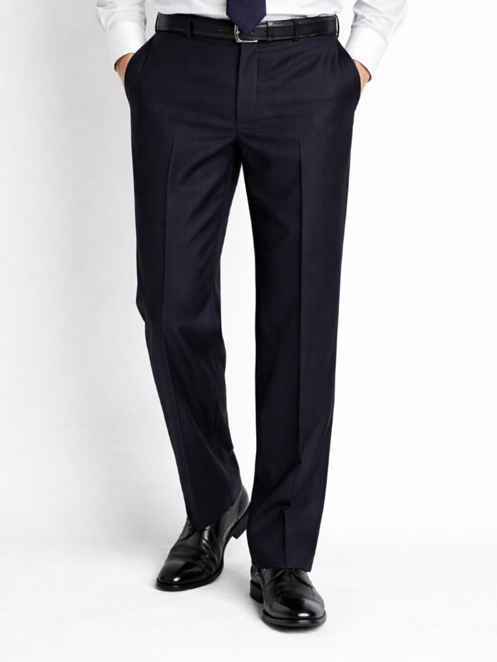 Stafford Navy Stripe 100% Wool Suit 34W x 32L Pants